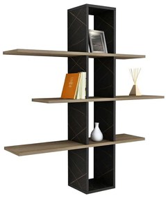 Ραφιέρα Τοίχου Dominic HM8976.13 96x19,5x101cm Εφέ Μαρμάρου Natural-Black Μελαμίνη