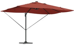 vidaXL Ομπρέλα Ρόμα Βραχίονα με LED Τερρακώτα 352x251x265 cm Αλουμίνιο