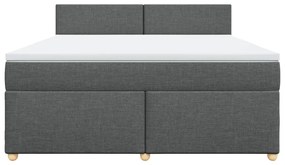 vidaXL Κρεβάτι Boxspring με Στρώμα Σκούρο Γκρι 180x200 εκ Υφασμάτιν