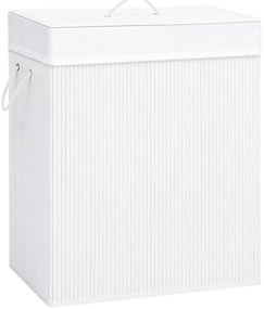 vidaXL Καλάθι Άπλυτων με 1 Τμήμα Λευκό 83 Λίτρα από Μπαμπού