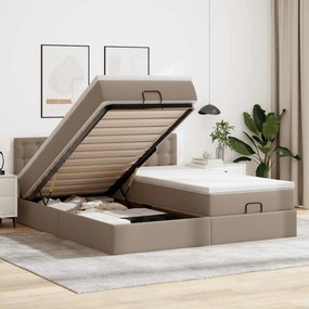 VidaXL Οθωμανικό κρεβάτι με στρώματα & LEDs Cappucino Faux Leather