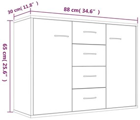 Ντουλάπι Γκρι Sonoma 88x30x65 εκ. από Επεξεργασμένο Ξύλο - Γκρι