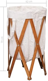 vidaXL Καλάθι Απλύτων Πτυσσόμενο Κρεμ από Ξύλο και Ύφασμα