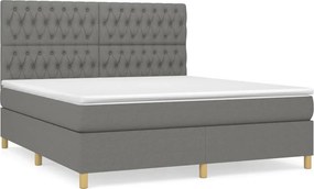 vidaXL Κρεβάτι Boxspring με Στρώμα Σκούρο Γκρι 180x200 εκ Υφασμάτιν