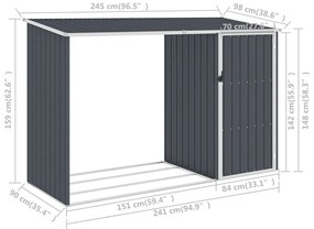 ΥΠΟΣΤΕΓΟ ΞΥΛΩΝ/ΑΠΟΘΗΚΗ ΚΗΠΟΥ ΑΝΘΡΑΚΙ 245X98X159 ΕΚ ΓΑΛΒ. ΑΤΣΑΛΙ 46295