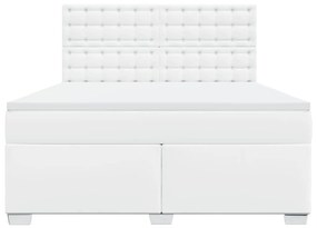 vidaXL Κρεβάτι Boxspring με Στρώμα Λευκό 180x200 εκ. Συνθετικό Δέρμα