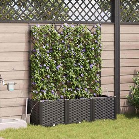 vidaXL Γλάστρες Κήπου 1 τεμ Καφασωτό Μαύρο 120 x 40 x 142 cm Πλαστικό