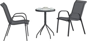 vidaXL Σετ Μπιστρό Κήπου 3 pcs Γκρι Ατσάλι
