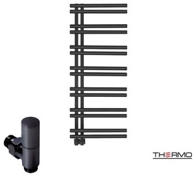 Thermo SOLO Θερμαινόμενη πετσετοκρεμάστρα από ανοξείδωτο χάλυβα με υδραυλική λειτουργία 120x50cm Silk Black