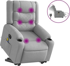 vidaXL Πολυθρόνα Μασάζ Ηλεκ. Ανακλινόμενη Ανύψωση Αν. Γκρι Υφασμάτινη
