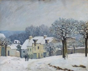 Αναπαραγωγή The Place du Chenil at Marly-le-Roi, Snow, 1876, Alfred Sisley