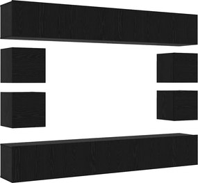 vidaXL Σετ επίπλου τηλεόρασης 8 pcs Μαύρη Οξυά Επεξεργασμένο ξύλο