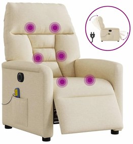 vidaXL Πολυθρόνα Μασάζ Ανακλινόμενη Ηλεκτρική Κρεμ Υφασμάτινη