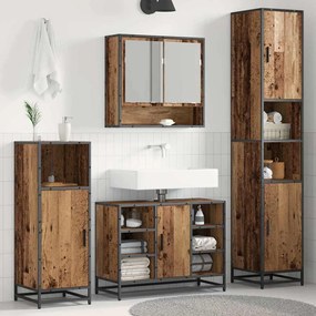 vidaXL Ντουλάπι Μπάνιου με ράφι Παλαιό ξύλο 35 x 37.5 x 188.5 εκατοστά
