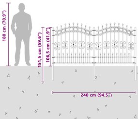 vidaXL Φράχτης κήπου Γκρι 165 cm Ατσάλι με Επικάλυψη Πούδρας