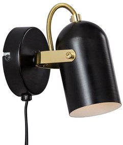 Φωτιστικό Τοίχου Lotus 50101003 16x14cm 1xE14 40W Black-Brass Nordlux Metal, Plastic