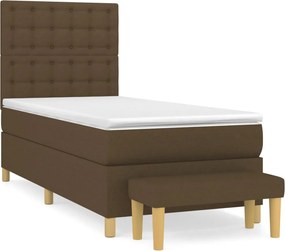 vidaXL Κρεβάτι Boxspring με Στρώμα Σκούρο Καφέ 90x190 εκ. Υφασμάτινο