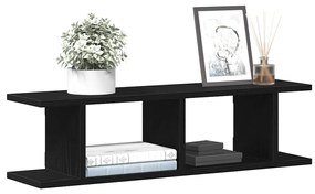 vidaXL Ράφια τοίχου 2 τεμάχια Μαύρη βελανιδιά 75x18x20 cm