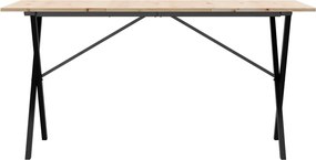 vidaXL Τραπέζι Τραπεζαρίας Πλαίσιο Χ Μασίφ Πεύκο/Ατσάλι