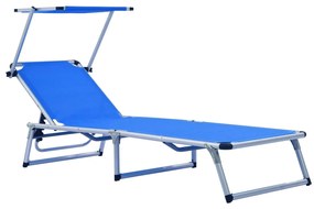 312457  FOLDING SUN LOUNGERS WITH ROOF 2 PCS ALUMINIUM&amp;TEXTILENE BLUE 312457