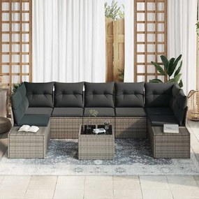 vidaXL Σετ Καναπέ Κήπου 8 pcs Γκρι Πολυ ράταν