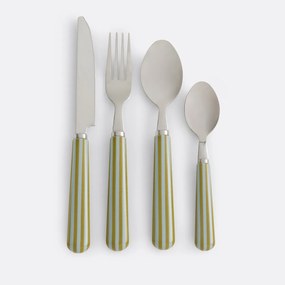 Σετ μαχαιροπήρουνα 16 τεμαχίων, δίχρωμες ριγέ λαβές, Lalie