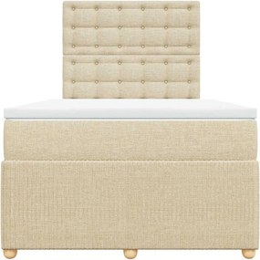 vidaXL Κρεβάτι Boxspring με Στρώμα Κρεμ 120x190 εκ. Υφασμάτινο