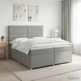 vidaXL Κρεβάτι box spring με στρώμα Ανοιχτό γκρι 200 x 200 cm Ύφασμα