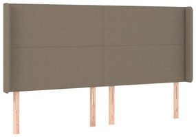 vidaXL Κρεβάτι Boxspring με Στρώμα &amp; LED Taupe 200x200 εκ. Υφασμάτινο