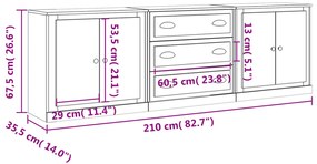 vidaXL Ντουλάπι 3 τεμ. Sonoma Δρυς από Επεξεργασμένο Ξύλο