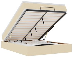 vidaXL Οθωμανικό κρεβάτι με στρώμα Cream 140x200cm ύφασμα