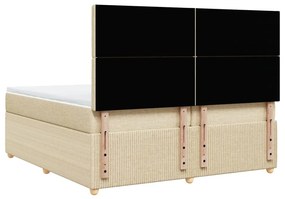 Κρεβάτι Boxspring με Στρώμα Κρεμ 200x200 εκ. Υφασμάτινο - Κρεμ