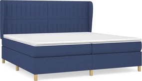 vidaXL Κρεβάτι Boxspring με Στρώμα Μπλε 200x200 εκ. Υφασμάτινο