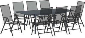 vidaXL Σέτ φαγητού για κήπο 9 pcs Ανθρακί Ατσάλι