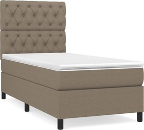 vidaXL Κρεβάτι Boxspring με Στρώμα Taupe 80x200 εκ. Υφασμάτινο