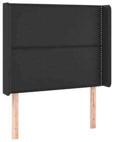 vidaXL Κρεβάτι Boxspring με Στρώμα &amp; LED Μαύρο 90x190 εκ. Συνθ. Δέρμα