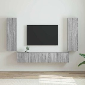 vidaXL Ντουλάπι Τηλεόρασης Τοίχου Επιτοίχιο 2 pcs Γκρίζο Σονομα