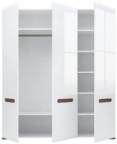 Ντουλάπα Boston M118, Γυαλιστερό λευκό, Άσπρο, Wenge, 210x180x57cm, Πόρτες ντουλάπας: Με μεντεσέδες