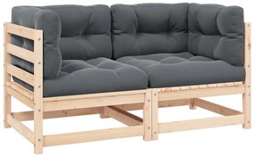 vidaXL Καναπέδες Κήπου Γωνιακοί 2 τεμ. Μασίφ Ξύλο Πεύκου με Μαξιλάρια