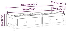 Καναπές Κρεβάτι Χωρίς Στρώμα 90x200 εκ. Μασίφ Ξύλο Πεύκου 821589