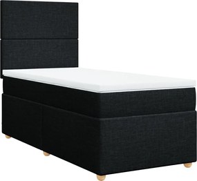 vidaXL Κρεβάτι Boxspring με Στρώμα Μαύρο 90x190 εκ.Υφασμάτινο