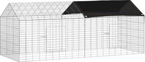 vidaXL Κλουβί Κουνελιού Ασημί 200 x 78 x 78 εκ. Επικαλυμμένος Χάλυβας