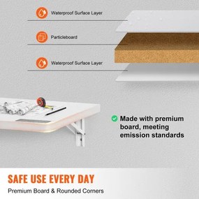 VEVOR Wall Mounted Floating Folding Table Laptop Desk Home Office 39.37x19.69 in