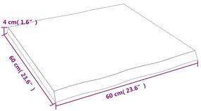 Επιφ Τραπεζιού Αν Καφέ 60x60x(2-4)εκ. Ακατέργ. Μασίφ Ξύλο Δρυός - Καφέ