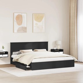 vidaXL Κρεβάτι Αποθήκης Μαύρο 200 x 200 cm Επεξεργασμένο ξύλο