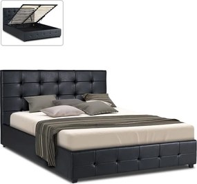 Κρεβάτι Iro Megapap από τεχνόδερμα με αποθηκευτικό χώρο χρώμα μαύρο 160x200εκ.