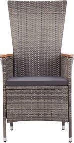 vidaXL Σετ Τραπεζαρίας Κήπου 3 Τεμαχίων Γκρι με Μαξιλάρια