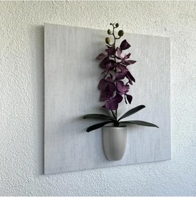 Stewehome Ανάγλυφος πίνακας 3D με μοβ ορχιδέα και ξύλινη βάση Μωβ 49x49 cm