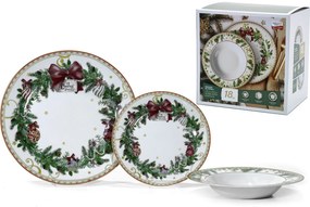 Σετ Πιάτων Red Ribbon Garland Πορσελάνη 18Τμχ