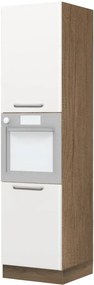 Επιδαπέδιο ντουλάπι φούρνου ψηλό Modena K23-60-2KR-Φυσικό σκούρο - Λευκό γυαλιστερό - 60.00Χ60.00Χ235.00cm